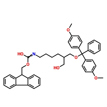 CAS: 147190-32-7 1-O-dimetoxytrityl-2-(N-FMoc)-4-AMinobutyl)-1,3-propándiol, 90 percent je biela až žltá tuhá látka
