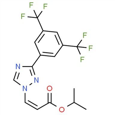 Číslo CAS: 1333152-22-9 (Z)-izopropyl3-(3-(3,5-bis(trifluórmetyl)fenyl)-1H-1, 2,4-triazol-1-yl)akrylát
